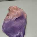 BUFASHION 14" Women Short Wavy Curly Wig Purple Light Pink Bob Cosplay Halloween Synthetic Wigs With Neat Bang With Free Wig Cap (Purple Light Pink)