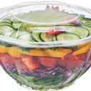 FULING [32 oz. 50 Sets Clear Plastic Salad Bowls with Airtight Lids Disposable To Go Mixing Containers Serving for Fruit, Quinoa, Lunch and Meal Prep