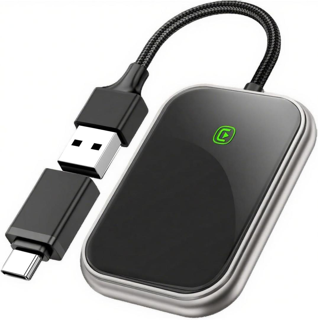 Wireless Carplay Adapter for Apple iPhone [Stable Transmission & No Delay] Convert Wired to Wireless CarPlay Adapter Plug & Play Applies to Cars Since 2016 & Phone with iOS10+ Black