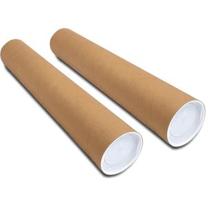 2 Pack Mailing Tubes with Plastic Caps ,Size 3"x16" Durable Mail kraft paper tube Secure Transport - Versatile Poster Storage