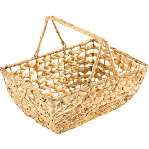 Wicker Picnic Basket with Handles, Wicker Baskets with Wooden Base for Picnic, Camping & Storage Basket (Large, Natural)
