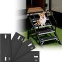 RV Step Covers 4 Pack Non-Slip Trimmable Self Adhesive EVA Foam RV Step Carpet, Camper Step Covers Deck, RV Stair Rug for Lippert & MORryde Trailer Step, Black Diamond Pattern, 24 x 7.5 inch