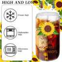 Maxcheck 6 Set 16 oz Sunflower Gifts for Women Inspirational Glass Cups with Lids and Straws Birthday Holiday Gift Tumbler Iced Coffee Drinking Cups with Warm Saying for Mom, Teacher, Friend