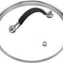 Antrader Glass Lid,7""Tempered Replacement Lid with Silicone Handle for Any Cookware（ID:7.03""-OD:7.56""), Clear,Silver,Black