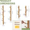 Vertical Coat Rack Wall Mounted - Height 36 Inches, Oak Wood Vertical Hat Rack for Wall with 9 Hooks, Modern Coat Rack Tree for Hanging Hats, Jackets, Bags in Entryway Bedroom Office