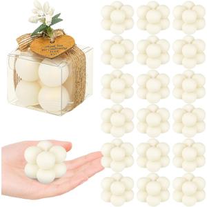 MTLEE Mini Bubble Candles Wedding Favors Gifts for Guests 1.57" x 1.38" Bubble Candles with Cards Dried Flowers DIY Gift Set for Baptism Party Bridal Shower Thank You Gifts(Ivory,30 Sets)