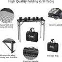 Anbte Folding Grill Table, 3ft Tri-Fold Aluminum Folding Table Adjustable Height Max 27.5" Grill Table with Mesh Desktop, Lightweight, Portable Handle for Outdoor Cooking BBQ Picnic (Black)