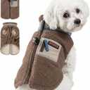 Warm Fleece Dog Jacket,Sweater Vest with Collared and Zipper,Cold Weather Coats for Small Dogs Apparel (coffee), Size Small
