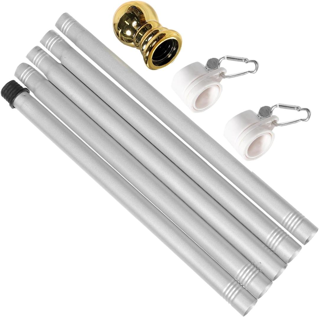 Hemoton 1.9m Stainless Steel Flagpole Free Rotation Heavy Duty Metal Flag Pole for Outdoor Use for Garden and Commercial Flag Display