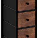 Narrow Storage Cabinet for Small Spaces Slim Bathroom Dresser with Drawers Tall Thin Storage Organizer for Bathroom Bedroom Skinny Cabinet(Rustic Brown, 5 Drawers) (5 Drawers+No Charging Station)