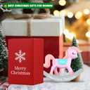 FLYAB 2025 Baby's First Christmas Ornaments Xmas Gifts for Women Pink Resin Rocking Horse Ornament for Christmas Tree Car Birthday Party Decorations Memorial Gifts for Kids Teens Friend