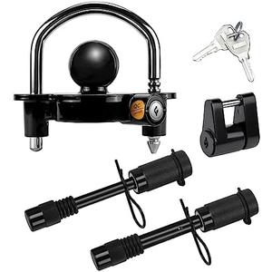 Cenipar Trailer Hitch Lock Set Includes Black Universal Trailer Locks Ball Hitch, 1/2" and 5/8" Trailer Hitch Lock Pin, Trailer Hitch Coupler Lock Pin, Fit 1-7/8", 2" and 2-5/16" Couplers(Black)