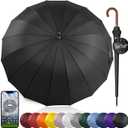 Royal Walk Windproof Large Umbrella for Rain 54 Inch Automatic Open for 2 Persons Wind Resistant Big Golf Umbrellas for Adult Men Women Classic Wooden Handle Fast Drying Strong 16 Ribs Travel 120cm 