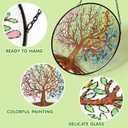Tuitessine Big Size Tree of Life Stained Glass Suncatcher Four Season Theme Colorful Leaves Wall Window Hanging Ornament Hand-Painted Glass Panel Gift for Women Christmas Thanksgiving Gift 7.9 × 7.9”