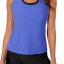 Aleumdr Womens Athletic 3 Piece Tankini Swimsuits with Shorts Swim Tank Tops with Sports Bra and Boyshorts Bathing Suits (Medium, Purple Blue)
