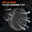 14"x3" High Flow Round Air Cleaner Filter Assembly Kit Compatible with GMC Chevy Ford Chrysler Dodge V8, for Carburetor 5-1/8" Carb Neck, Flow-Thru Lid, Washable and Reusable, Black Chrome