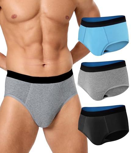 SUNCHIRI Incontinence Underwear for Men, 150ML Absorbent Washable Protective Leak Proof Reusable, Briefs 3 Pack (Multicolor02, X-Large)