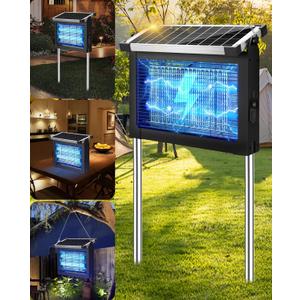 Solar Bug Zapper Outdoor, PhatroyYee Mosquito Zapper 4500V, Waterproof Portable Fly Zapper, Rechargeable Electric Mosquito Killer, Cordless Fly Insect Mosquitos Trap for Patio Yard Home Garden Camping (Black)
