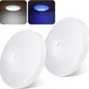 acegoo RV Ceiling Dome Light 4.5 Inch 12V Overhead LED Puck Light for Motorhome Boat Camper Trailer Truck Car, Surface Mount CRI90+ 2-Pack (5000K with Blue Nightlight)