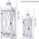 Perfnique Farmhouse Outdoor Lanterns for Patio, Set of 2 White Rustic Lanterns Decor, Vintage Hanging Candle Holder Decorative for Porch, Garden, Yard, Indoor (No Glass)