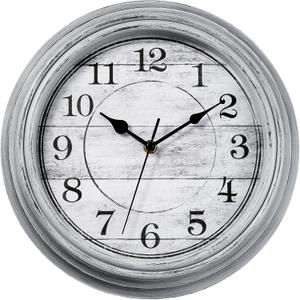HYLANDA Wall Clock, 12 Inch Kitchen Decorative Wall Clock, Silent Wall Cocks Battery Operated Non Ticking with Large Numbers Easy to Read for Home Bathroom Office (Grey)