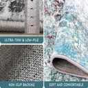 Modern Abstract 2x8 Washable Hallway Runner Rug, Non-Skid Soft Kitchen Runner Rugs for Entryway Laundry Room Living (Cyan/Multicolor)