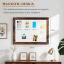 White Board for Wall, 24''x18'' Magnetic Dry Erase Board, Decorative Whiteboard with Brown Vintage Wooden Frame, Hanging Writing Board for Home Office School Dorm