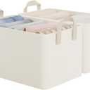 StorageWorks Fabric Storage Bins, Closet Organizer Bins, Beige, 2-Pack