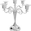 5-Candle Metal Candelabra Candlestick Holders, 5 Arms Candle Holder, Pillar Candle Holder 5 Arms, Vintage Metal Candelabra, Vintage Candle Sticks Holder Decor (Selver)