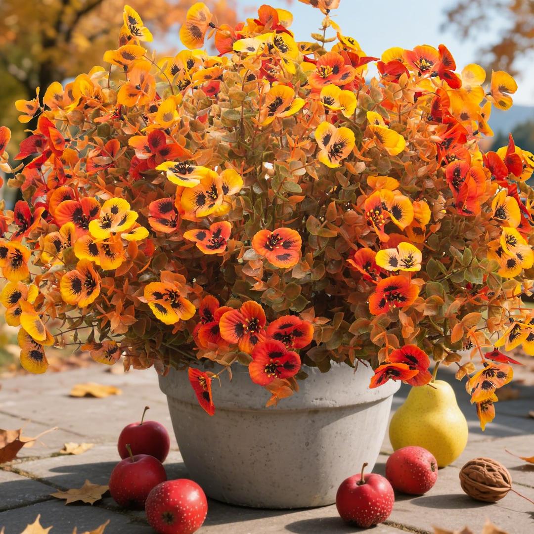 12 Bundles Artificial Flowers Outdoor Fake Fall Flowers for Outside Decoration UV Resistant Plastic Faux Plants for Garden Window Porch Balcony Fall Wedding Thanksgiving Decor(Mix) (Yellow&orange)