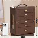AKOZLIN 360° Rotating Jewelry Box 6-Tier Organizer Functional Jewelry Storage Case for Women Girls Ring Necklace Earring Bracelet Holder with Mirror Brown