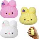 2 x 3Pcs Handmade Taba Squishy Soft Cookie Toys Stress Relief fufu Squishy Pink Cookie Dessert Fidget Kawaii Mochi Sensory Toys (3Pcs Rabbit)