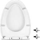 MUU Toilet seat, Slow Close, White heavy duty Toilet Seat with Non-slip Seat Bumpers Easy to Install & Clean PP Material Replacement Toilet Seat Fits All Toilet Brands Elongated Toilets(MU220-PP)