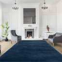 9x12 shag Rug Living Room: Large Area Rug 9 x 12 for Living Room - Navy Blue Rug for Bedroom Soft Fluffy Carpet (Navy Blue/9 by 12 Feet)