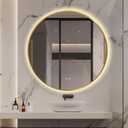 Niccy 36" Round LED Bathroom Backlit Mirror with Lights, Gold Frame Lighted Bathroom Vanity Mirrors for Wall Circle Mirror with Anti-Fog, Light Up Mirrors 3 Color ShatterProof