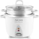 Aroma Housewares 14-Cup (Cooked) / 3Qt. Select Stainless Pot-Style Rice Cooker, & Food Steamer, One-Touch Operation, Automatic Keep Warm Mode, White (ARC-757-1SG)