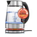 Speed-Boil Electric Kettle For Coffee & Tea - 1.7L Water Boiler 1500W, Borosilicate Glass, Easy Clean Wide Opening, Auto Shut-Off, Cool Touch Handle, LED Light. 360° Rotation, Boil Dry Protection
