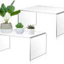 RattanView 2 Pcs 13 Inch Large Acrylic Risers Display Stands 5 mm Thick Acrylic Shelf Riser Showcase for Collectibles Jewelry Cupcakes Food Figures Perfume Cabinet(Clear)