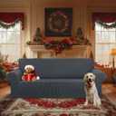 KEKUOU Stretch Oversized Sofa Slipcover 1 Piece Couch Sofa Cover (94"-110") Furniture Protector 4 Seater Sofa with Elastic Bottom for Kids,Pet.Jacquard Checked Pattern Fabric(X Large,Charcoal)