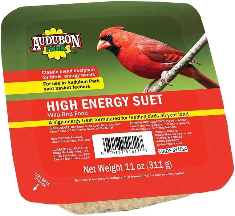 Audubon Park 1845 High Energy Suet Wild Bird Food 11.75 oz Bag Suet, Best Before May 28 2028 