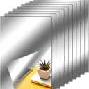 Zonon Flexible Mirror Sheets Self Adhesive Non Glass Mirror Tiles Stickers for Home Wall Decor(10 Pieces,6 x 9 Inches)