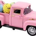 Easter Farm Pickup Truck Decor with Eggs, Mini Vintage Metal Diecast Farmhouse Pickup Happy Spring Farm Tiered Tray Decorations for Home Kitchen Table