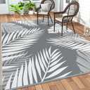 GENIMO Outdoor Rug 10' x 14' Waterproof for Patios Clearance, Reversible Outdoor Plastic Straw Camping Rug Carpet, Large Area Rugs Mats for RV, Camper, Deck, Balcony, Porch, Beach, Picnic, Grey&White