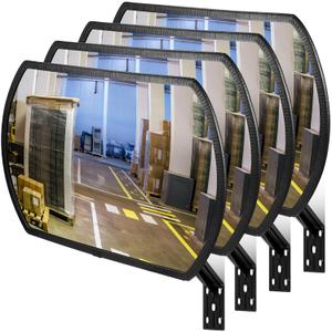 Geetery 4 Pcs 18" X 12" Garage Convex Security Outdoor Indoor Round Mirror Rectangular Acrylic Traffic Corner Mirror Blindspot for Wall Parking with Protective Film for Driveway