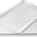 DELLING 18 Inch Large Serving Platter Set of 2, White Porcelain Serving Trays 18" x 12.3", Rectangular Platters for Turkey Fruit Appetizer Party, Oven Microwave Dishwasher Safe, Wedding Entertaining