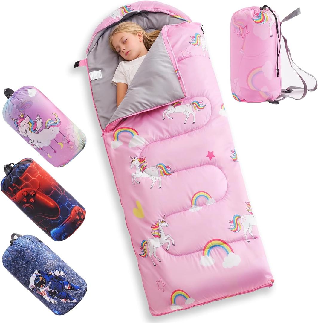 tuphen Kids Sleeping Bag - 50-77 3-Season Waterproof Sleeping Bag for Boys & Girls, Lightweight 2.2 lbs Camping Gear with Compression Bag Ideal for Camping, Hiking, Indoor