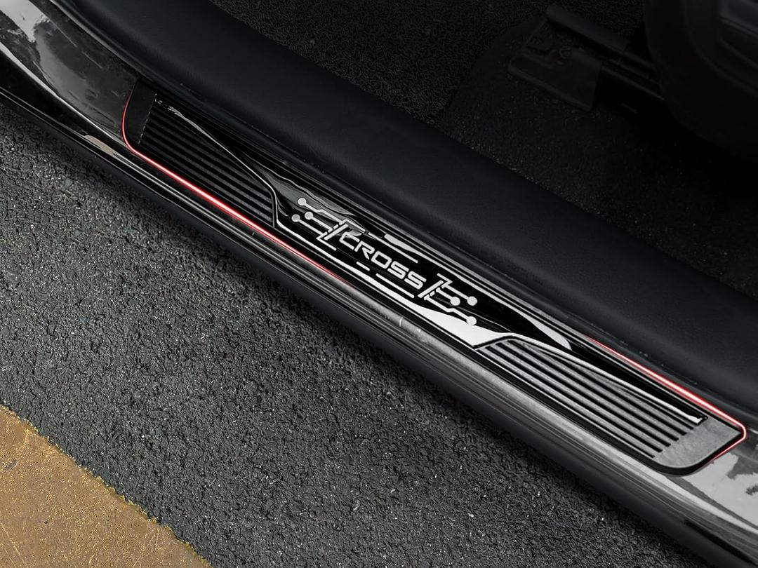 GZBFTDH Door Sill Trim Plates Protector Accessories for Toyota Corolla Cross 4PCS Set 2022 2023 2024 2025