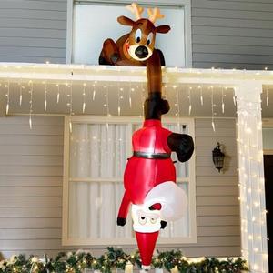 Joiedomi Hanging Christmas Inflatables Decoration, Christmas Inflatable Reindeer and Climbing Santa, Blow Up Santa with Build-in LED for Xmas Party Indoor, Outdoor, Yard, Garden, Lawn Decor