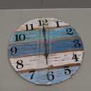 Beach Themed Blue Wall Clocks Battery Operated Silent Non-Ticking, Vintage Round Rustic Coastal Nautical Clock Decorative for Home Kitchen Living Room Office Bathroom Bedroom (10 Inch)