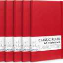 5 Pack Journal Notebook Bulk for School, Feela Hardcover Business Notebooks Classic Ruled Lined Journals with Pen Holder for Work Note Taking, with 5 Black Pens, 120 GSM, 5.1x8.3, A5, Red